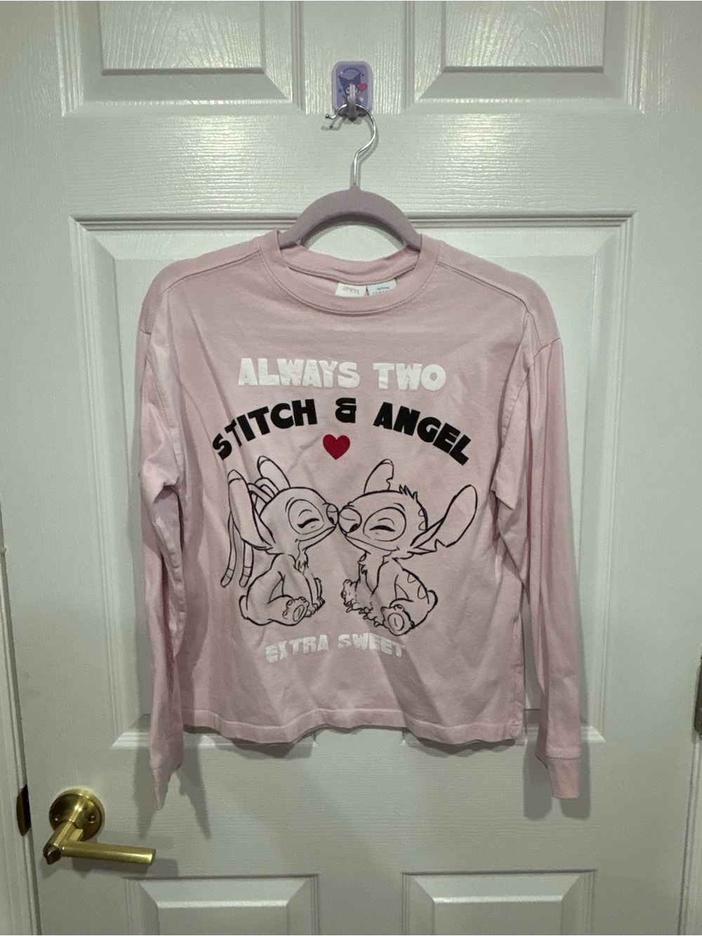 Zara Light Pink Stitch & Angel Long Sleeve Tee